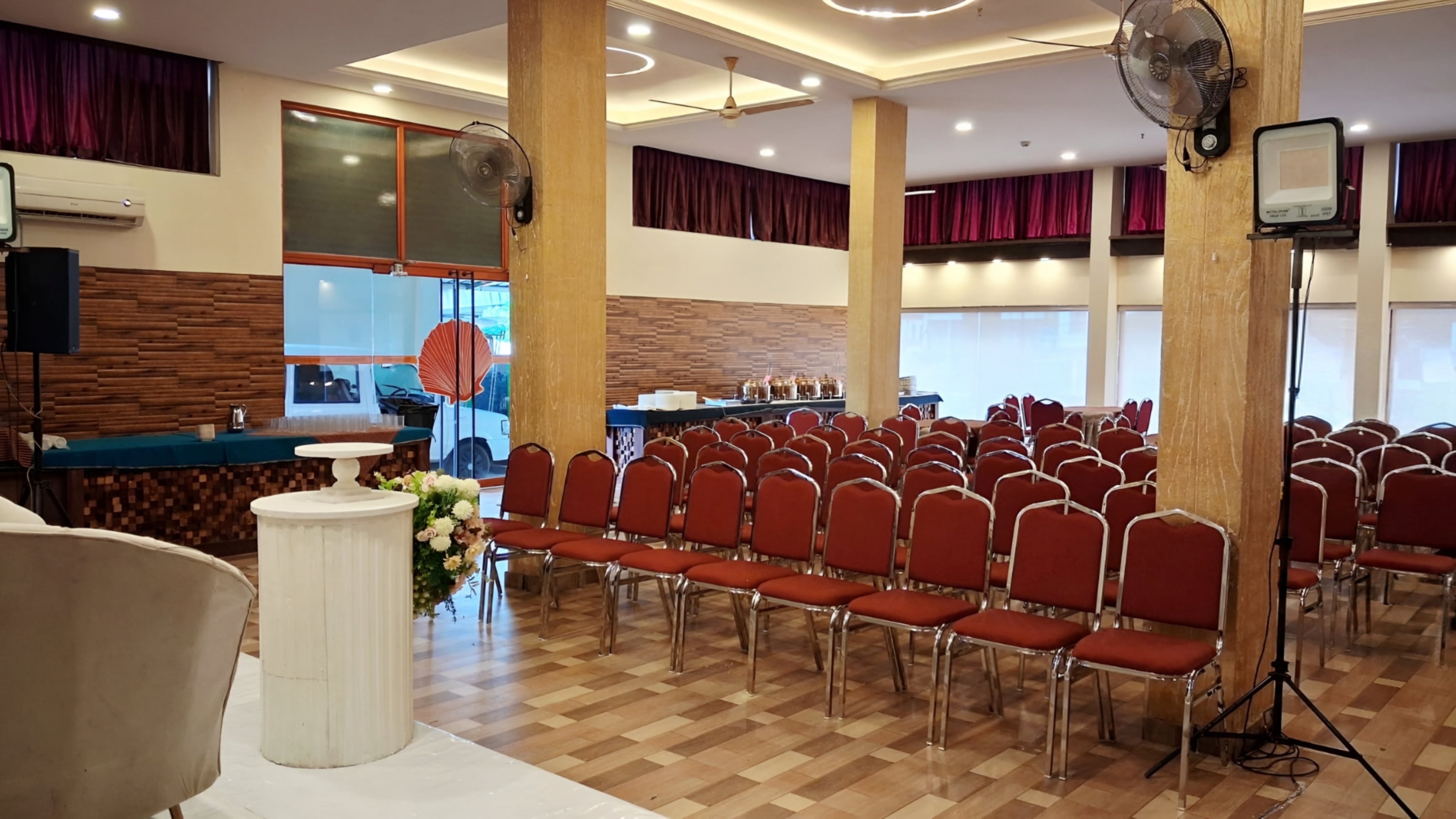 Banquet hall prepared for a celebration